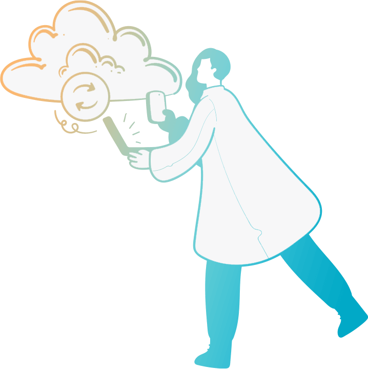 Graphic of person inspecting a cloud